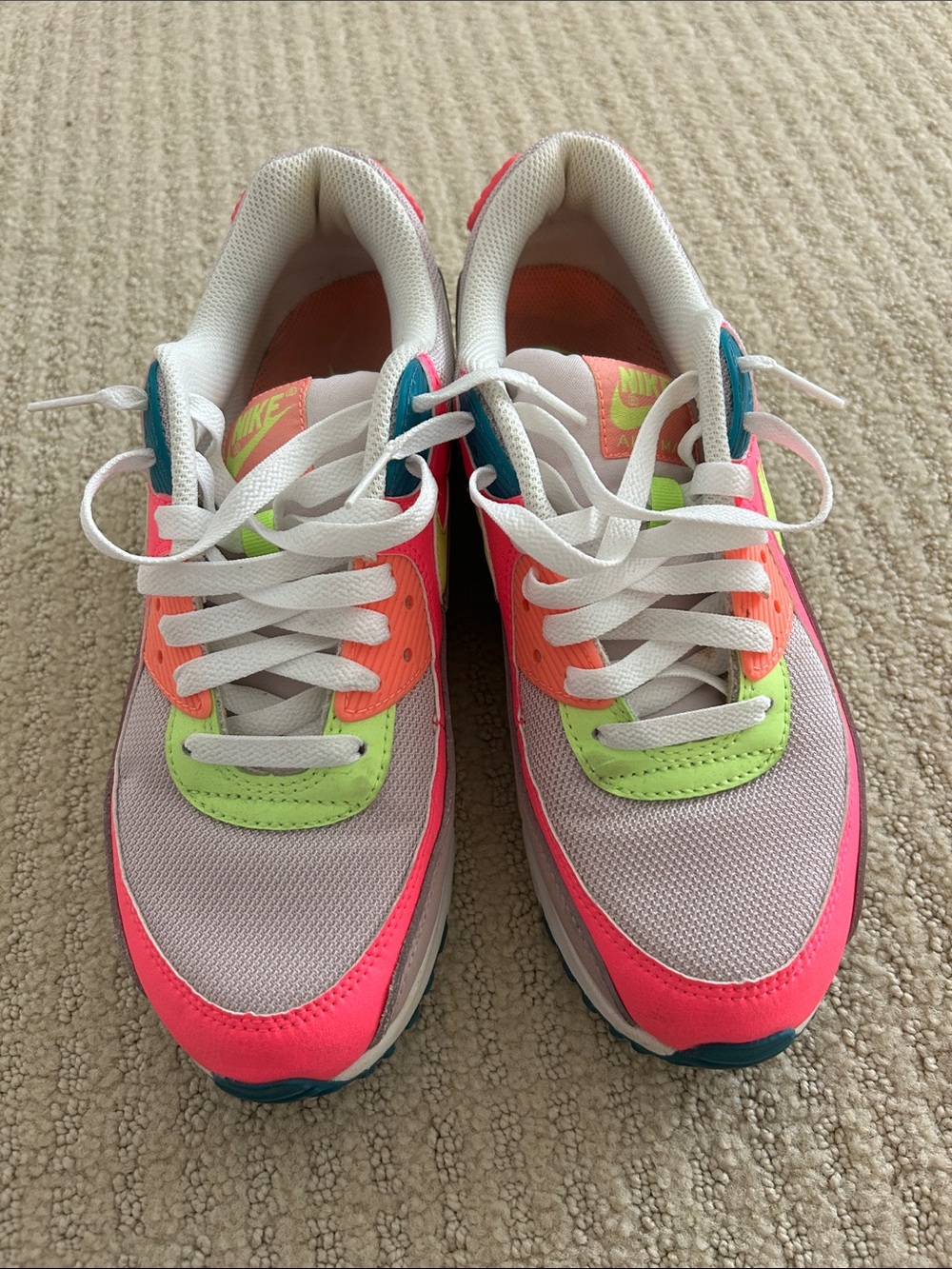 Nike Air Max 90 Neon Pink, Lime & Teal Sneakers - Picture 6 of 6
